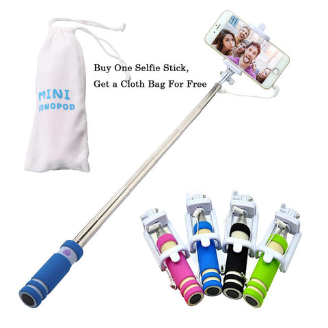 Portable Mini Folding Mobile Phone Wired self Selfie Sticks with shutter button