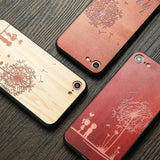 Woon Case For iphone 7 6 6s Plus Cover Cute 3D DIY Embossed Lover Boy Girl Dandelion Wooden Pattern Phone Cases Shell Capa Funda