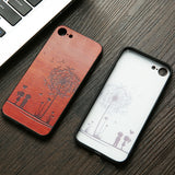 Woon Case For iphone 7 6 6s Plus Cover Cute 3D DIY Embossed Lover Boy Girl Dandelion Wooden Pattern Phone Cases Shell Capa Funda
