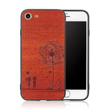 Woon Case For iphone 7 6 6s Plus Cover Cute 3D DIY Embossed Lover Boy Girl Dandelion Wooden Pattern Phone Cases Shell Capa Funda