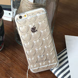 Fashion Candy Color DIY 3D Love Heart Phone Cases For iphone 7 6 6s Plus Case Cute Soft TPU Silicon Back Cover With Lanyard Capa