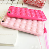 Fashion Candy Color DIY 3D Love Heart Phone Cases For iphone 7 6 6s Plus Case Cute Soft TPU Silicon Back Cover With Lanyard Capa