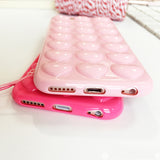Fashion Candy Color DIY 3D Love Heart Phone Cases For iphone 7 6 6s Plus Case Cute Soft TPU Silicon Back Cover With Lanyard Capa