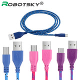 Robotsky 1M Micro USB Cable For Samsung Galaxy S7 Huawei P8 Lite Xiaomi Charger Data Sync Nylon USB Cable For Tablet PC Charging
