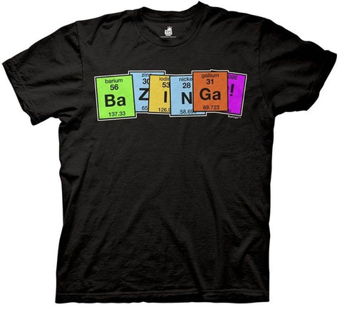 Bazinga Periodic Table Adult Black T-Shirt Big Bang Theory Fan t-shirt
